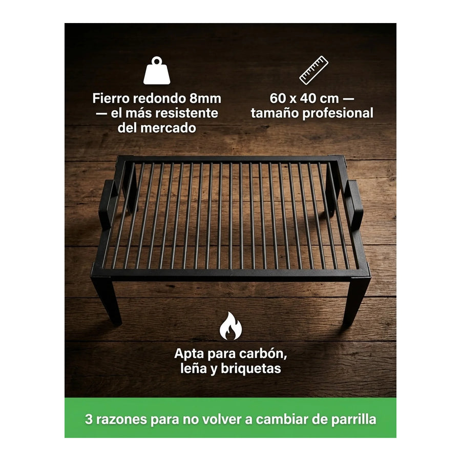 Parrilla Quincho 60x40 Fierro Redondo 8mm