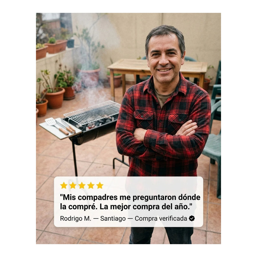 Parrilla Rodeo Clásica — Con Tabla Lateral | Asado Portátil Chile