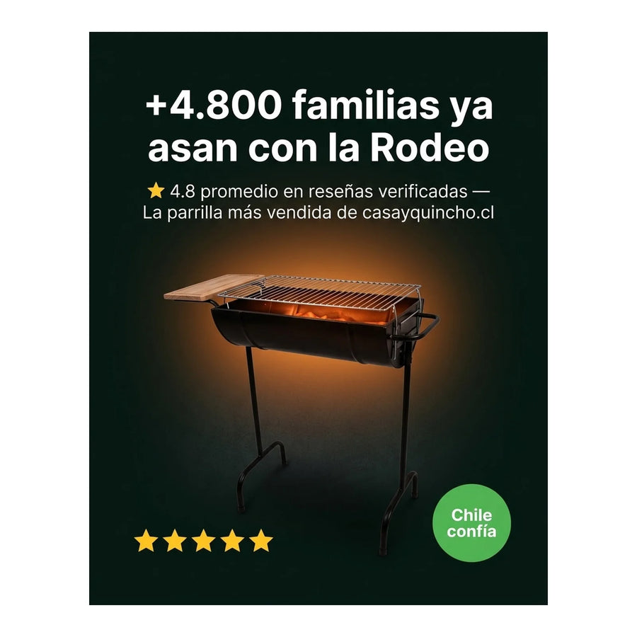 Parrilla Rodeo Clásica — Con Tabla Lateral | Asado Portátil Chile