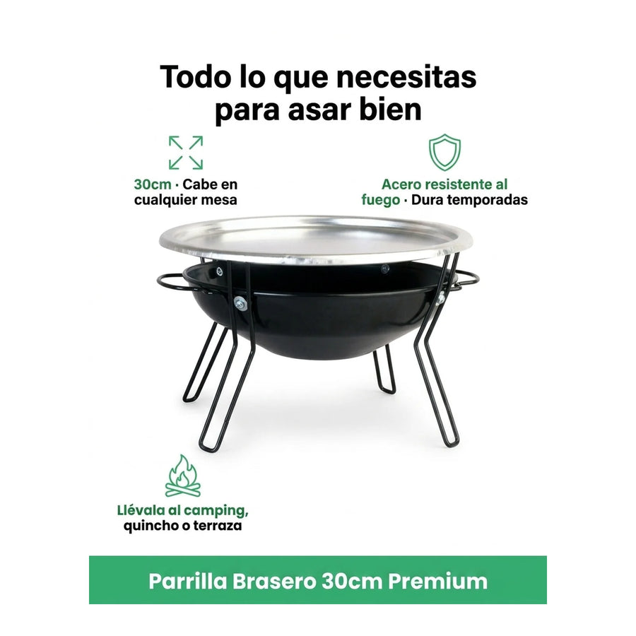 Parrilla Sobremesa 30cm Brasero Premium Asado Cocina Bbq