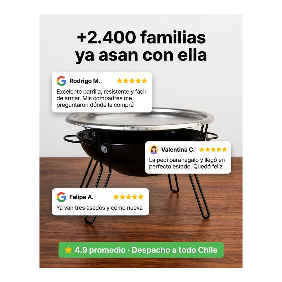 Parrilla Sobremesa 30cm Brasero Premium Asado Cocina Bbq