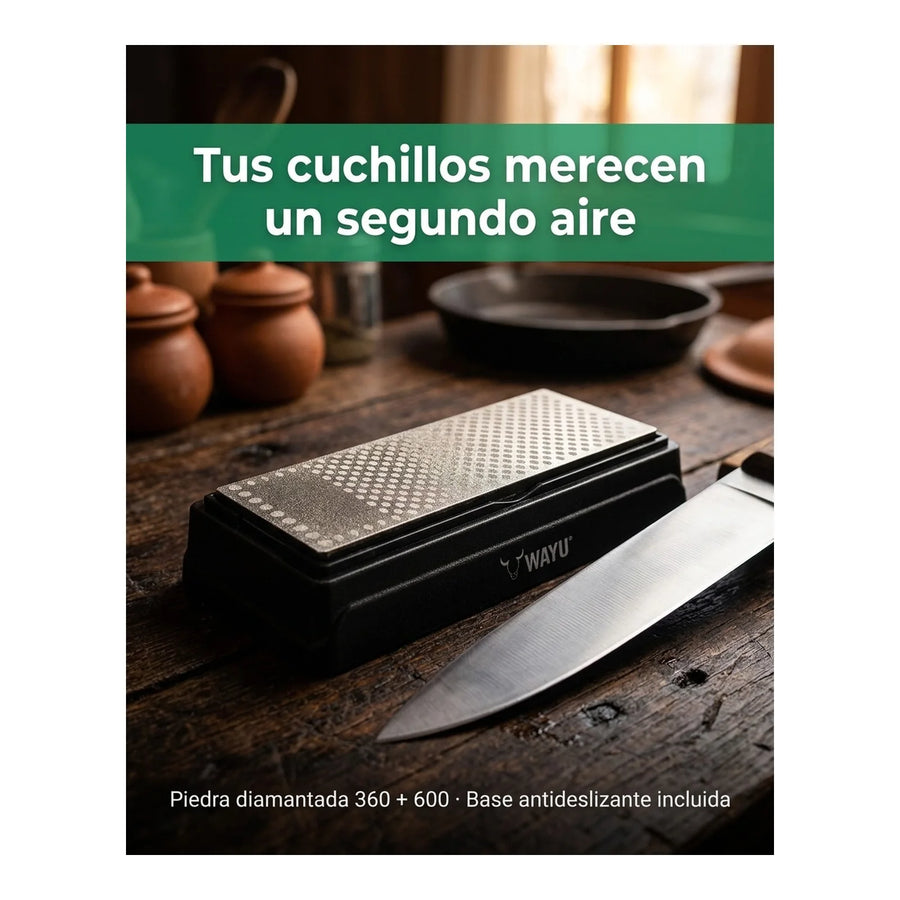 Piedra Afiladora De Cuchillos Diamantada Con Base Wayu
