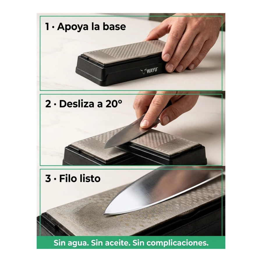 Piedra Afiladora De Cuchillos Diamantada Con Base Wayu