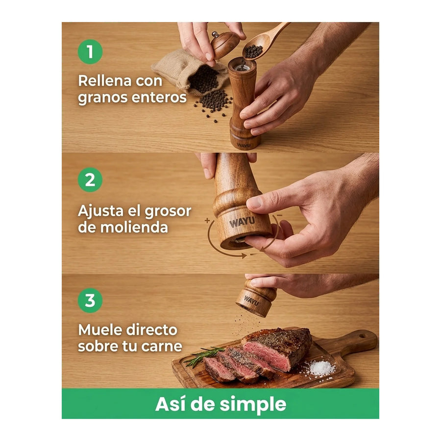 Pimentero Wayu Madera 26,5cm Cocina Parrilla Quincho Bbq