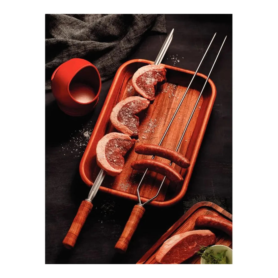 Pincho Anticucho Doble Acero Inoxidable 75cm Tramontina Asado