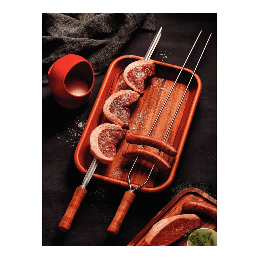 Pincho Anticucho Doble Acero Inoxidable 65cm Tramontina Asado
