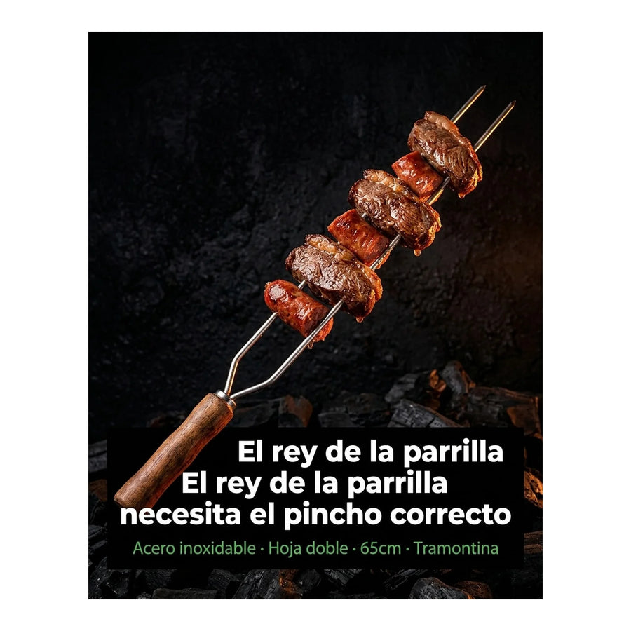 Pincho Anticucho Doble Acero Inoxidable 65cm Tramontina Asado