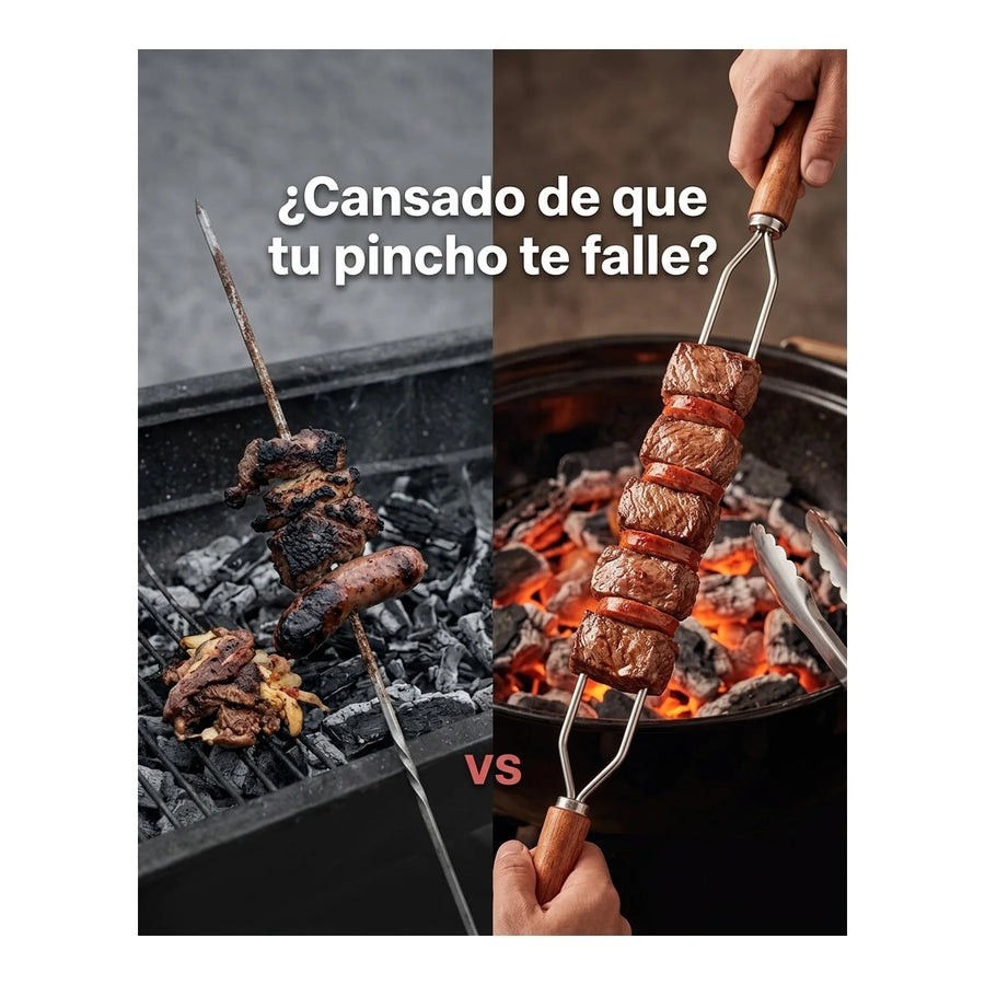 Pincho Anticucho Doble Acero Inoxidable 65cm Tramontina Asado