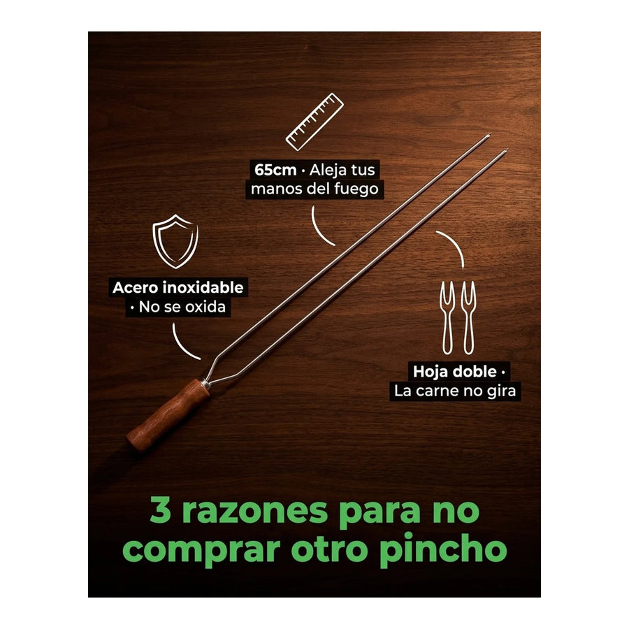 Pincho Anticucho Doble Acero Inoxidable 65cm Tramontina Asado