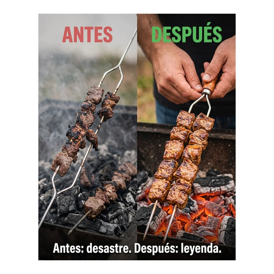 Pincho Anticucho Doble Acero Inoxidable 65cm Tramontina Asado