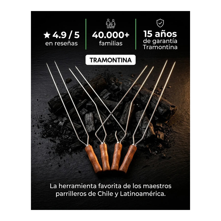 Pincho Anticucho Doble Acero Inoxidable 65cm Tramontina Asado