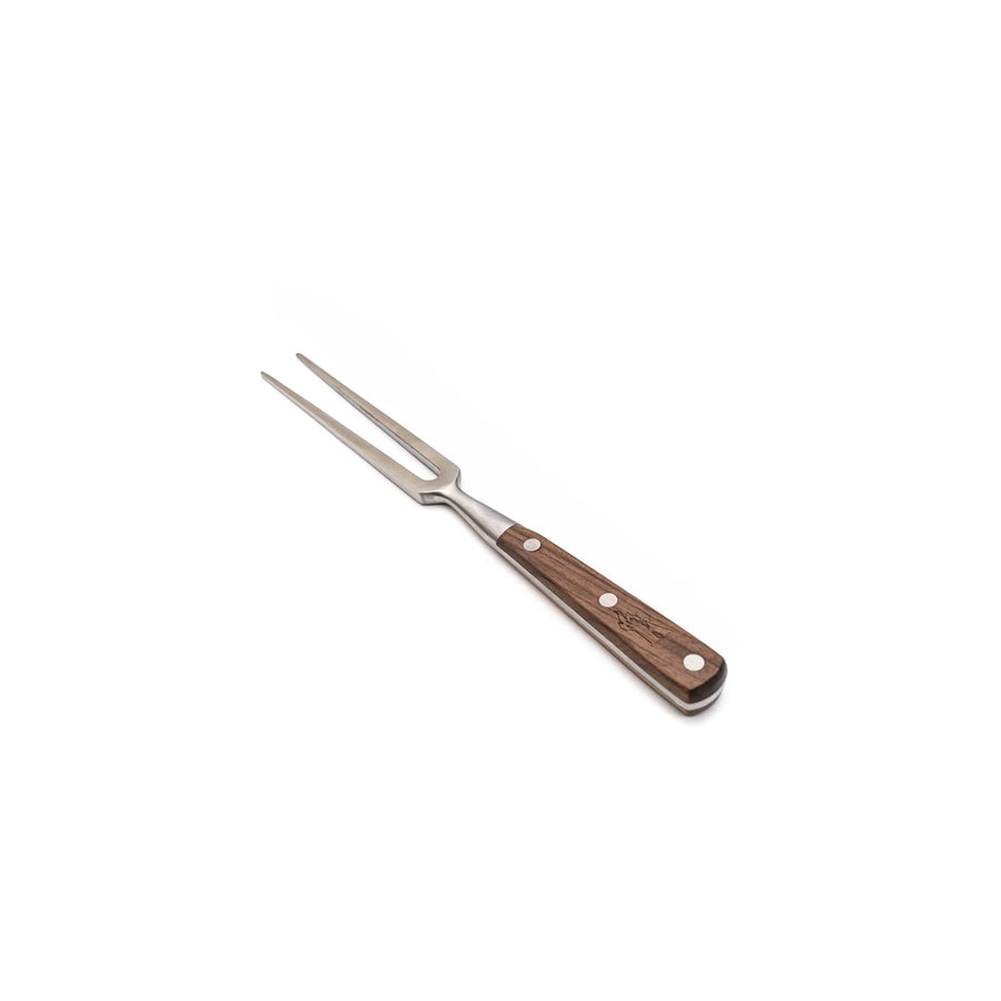 Detalle del mango de madera del pincho asador Pro Kangkawe