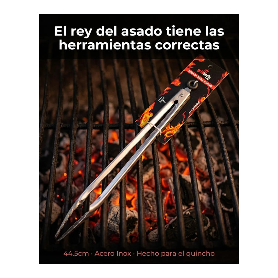 Pinza Grilltech 44.5cm Xl Parrilla Acero Inox Cocina Quincho