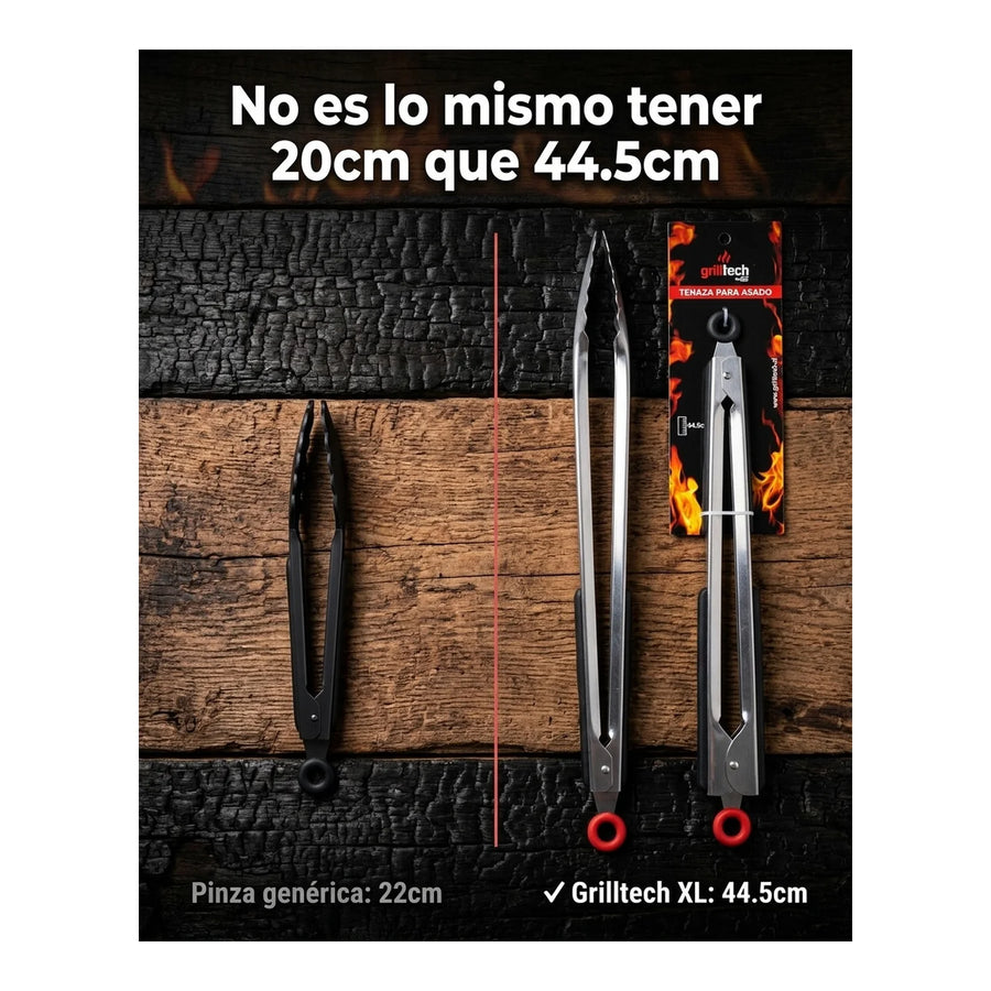 Pinza Grilltech 44.5cm Xl Parrilla Acero Inox Cocina Quincho