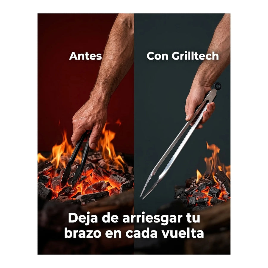 Pinza Grilltech 44.5cm Xl Parrilla Acero Inox Cocina Quincho