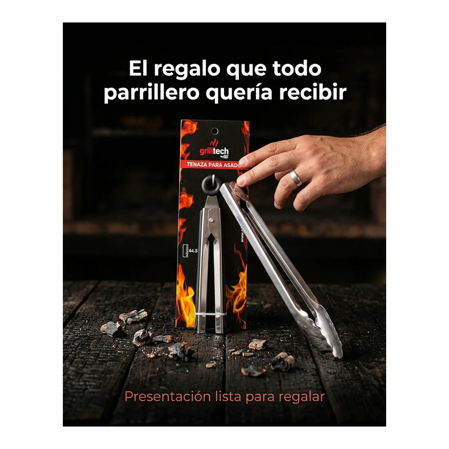 Pinza Grilltech 44.5cm Xl Parrilla Acero Inox Cocina Quincho