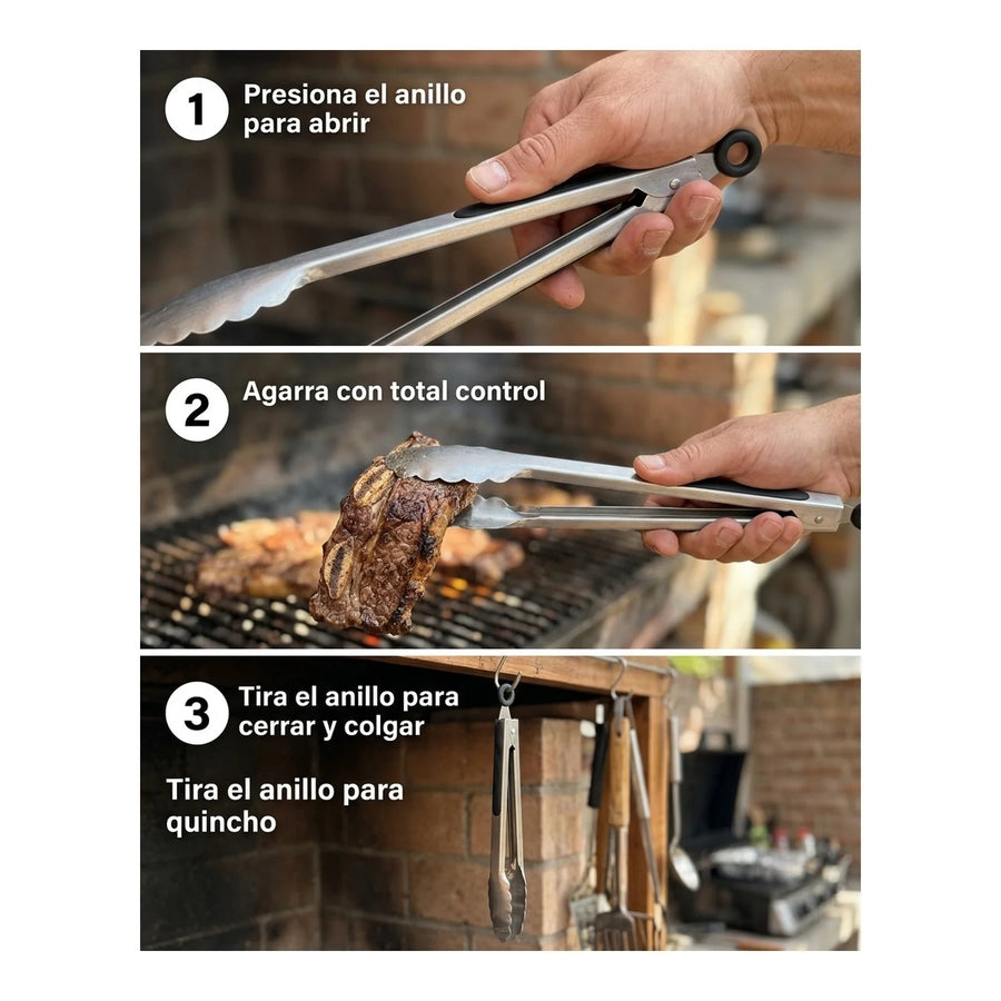 Pinza Tenaza 40cms Brooklyn Asado Parrilla Cocina