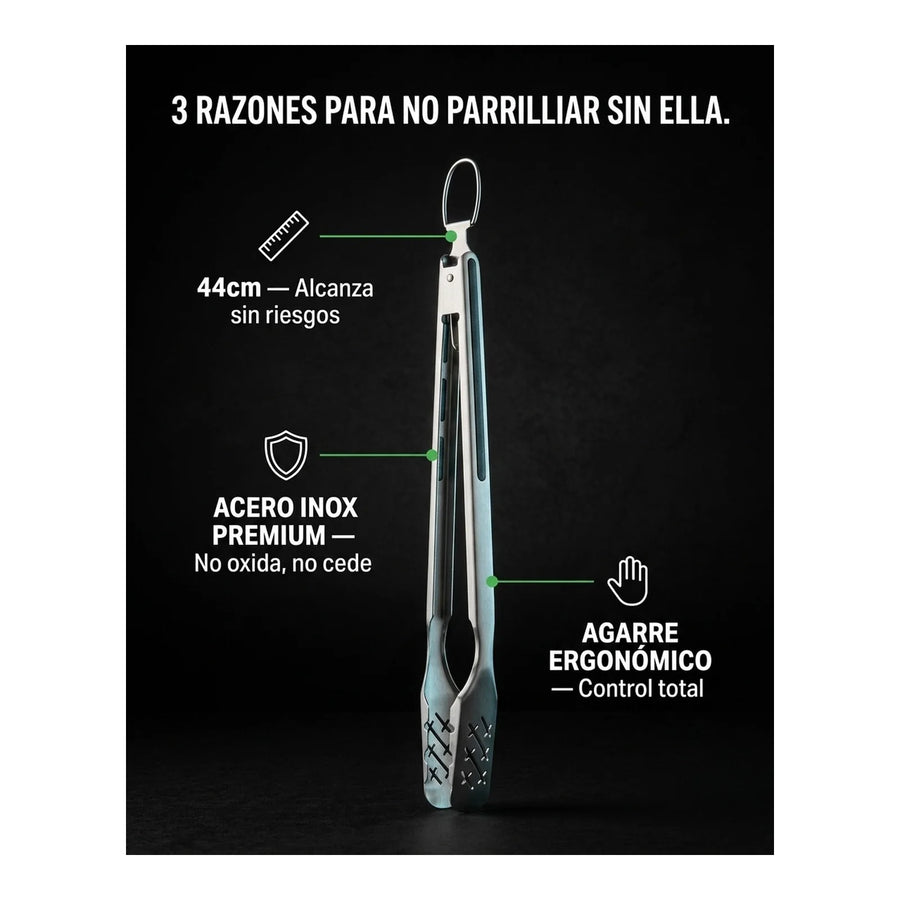 Pinza Tenaza Quincho BBQ Asado Premium 44cm Parrilla Cocina
