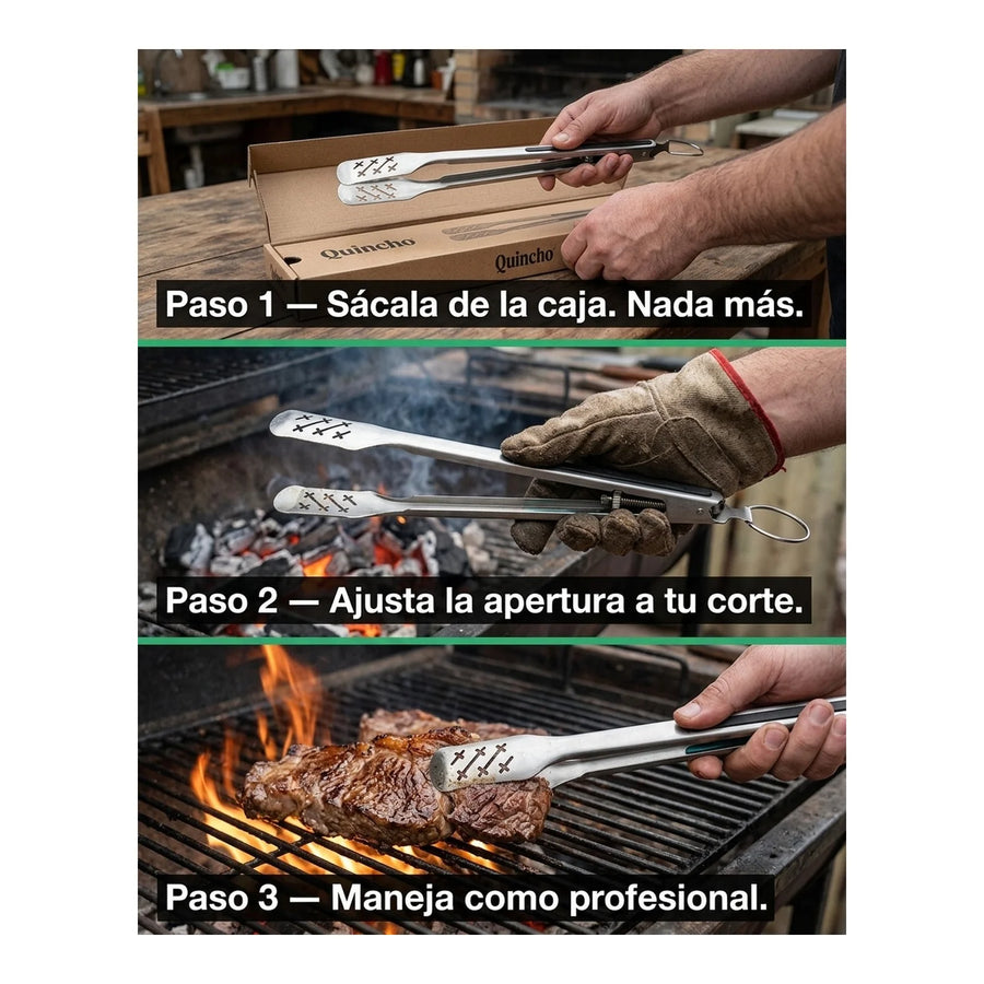 Pinza Tenaza Quincho BBQ Asado Premium 44cm Parrilla Cocina