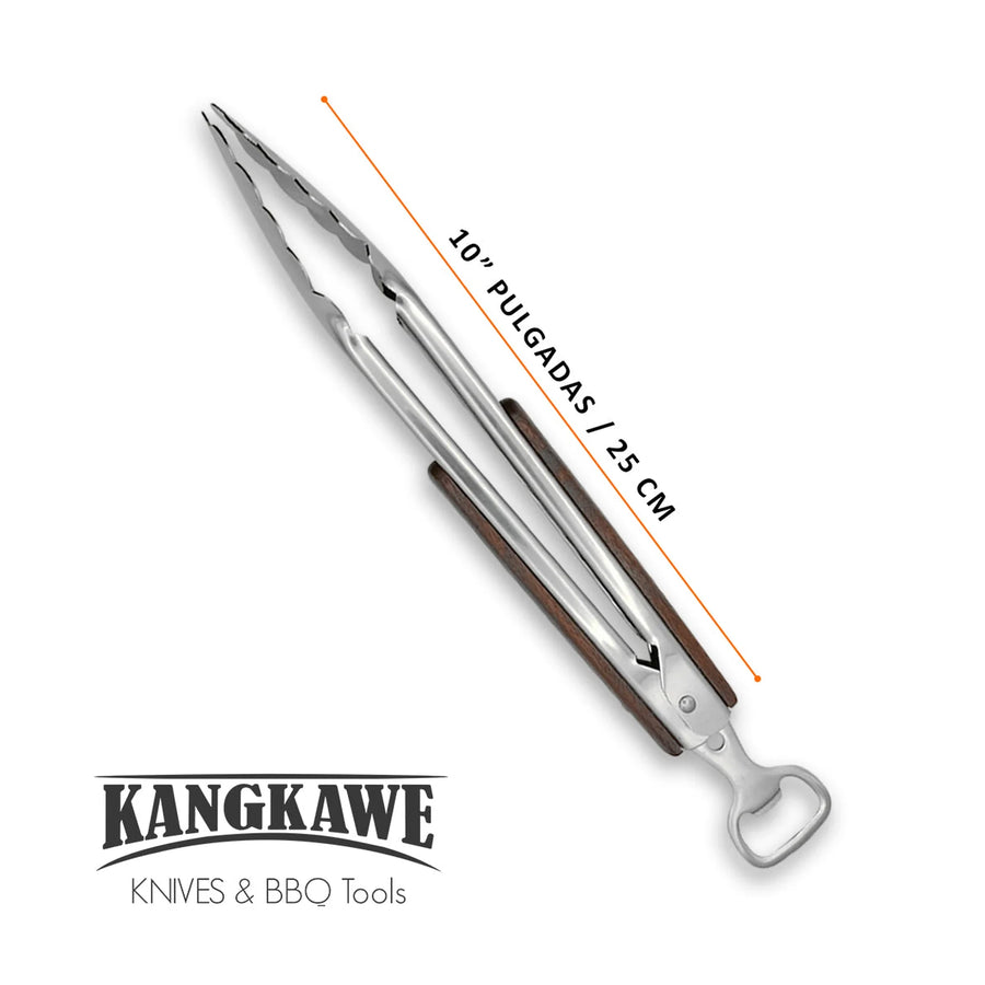 Medidas de la tenaza parrillera Kangkawe: 10 pulgadas, 25 cm de largo