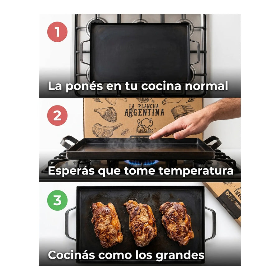 Plancha Churrasquera Argentina Acero al Carbón 2 Quemadores (foto 5)