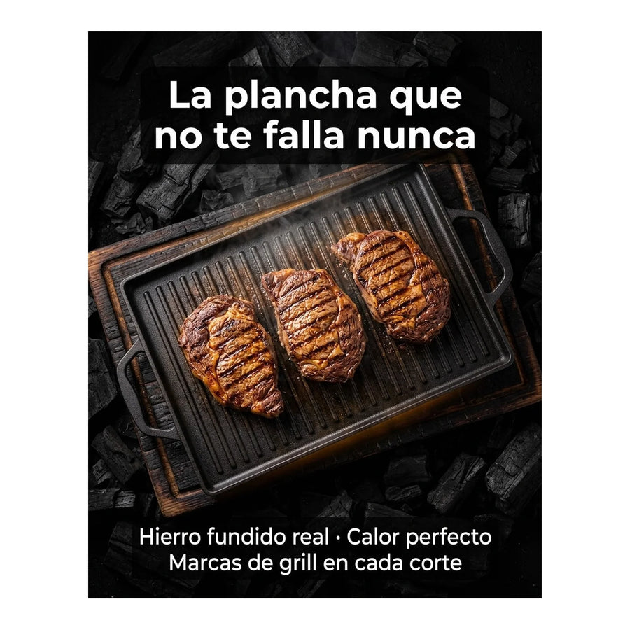 Plancha Churrasquera Hierro Fundido con Asas Wayu 44x28cm Chile