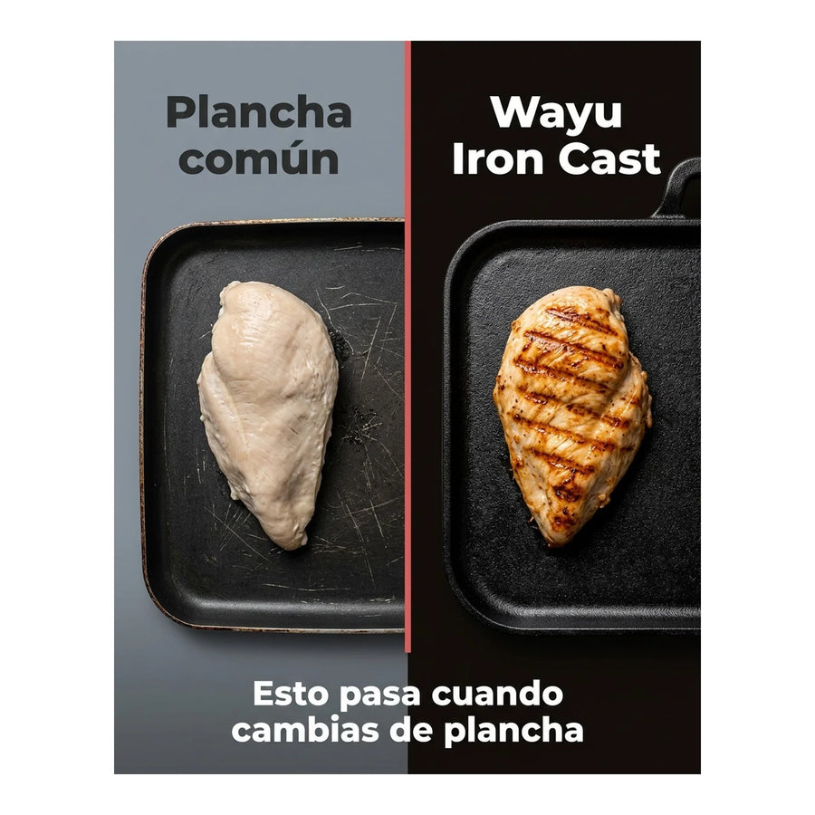 Plancha Churrasquera Hierro Fundido con Asas Wayu 44x28cm Chile
