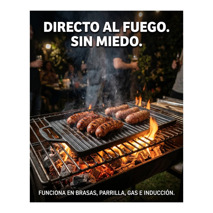 Plancha Churrasquera Hierro Fundido con Asas Wayu 44x28cm Chile