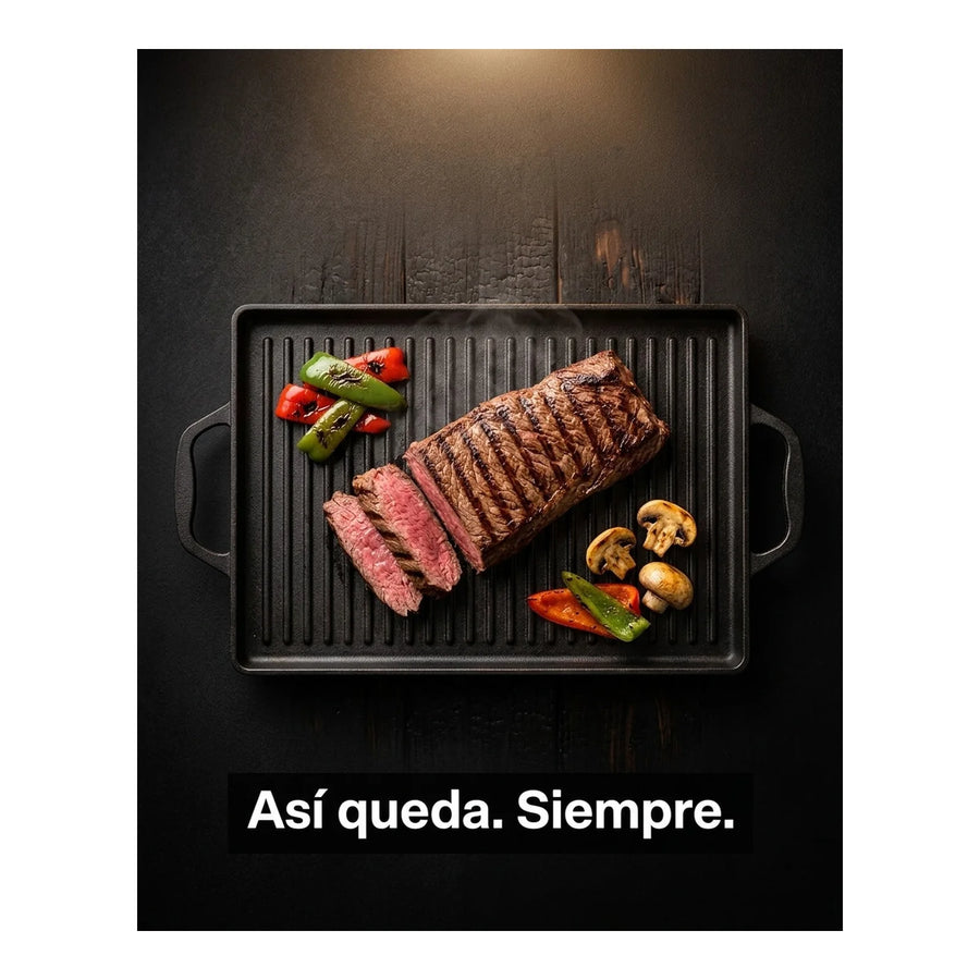 Plancha Churrasquera Hierro Fundido con Asas Wayu 44x28cm Chile