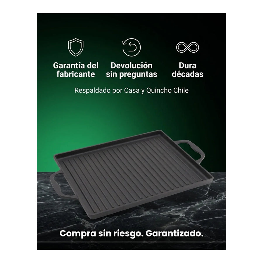 Plancha Churrasquera Hierro Fundido con Asas Wayu 44x28cm Chile