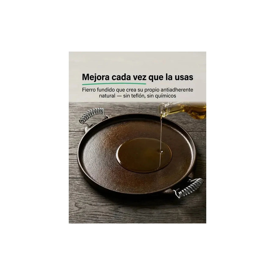 Plancha Churrasquera Reversible Fierro Fundido 25cm Cocina