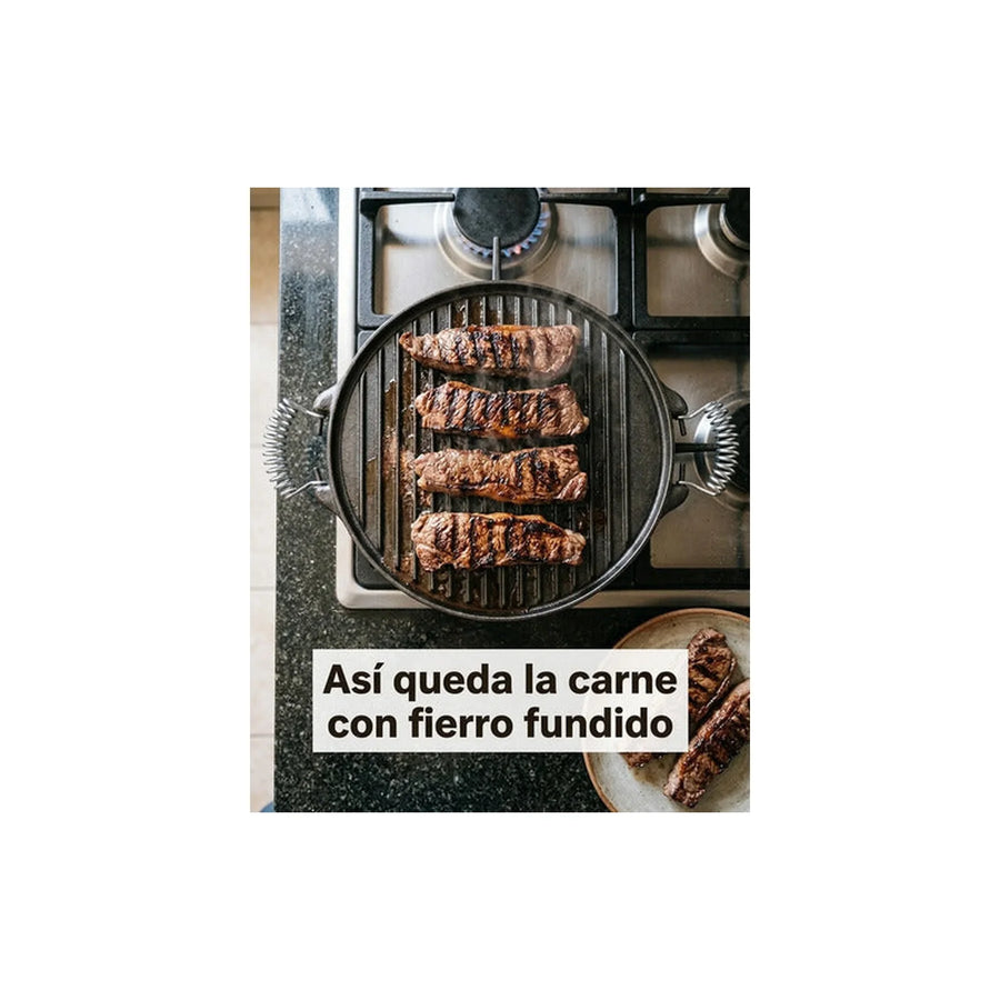 Plancha Churrasquera Reversible Fierro Fundido 25cm Cocina