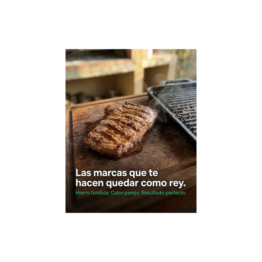 Plancha Churrasquera Reversible 46x26cm Hierro Fundido