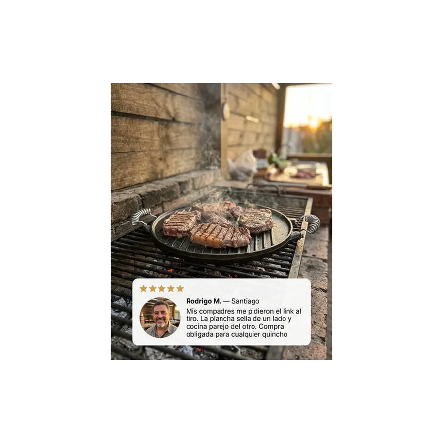 Plancha Churrasquera Reversible Fierro Fundido 25cm Cocina