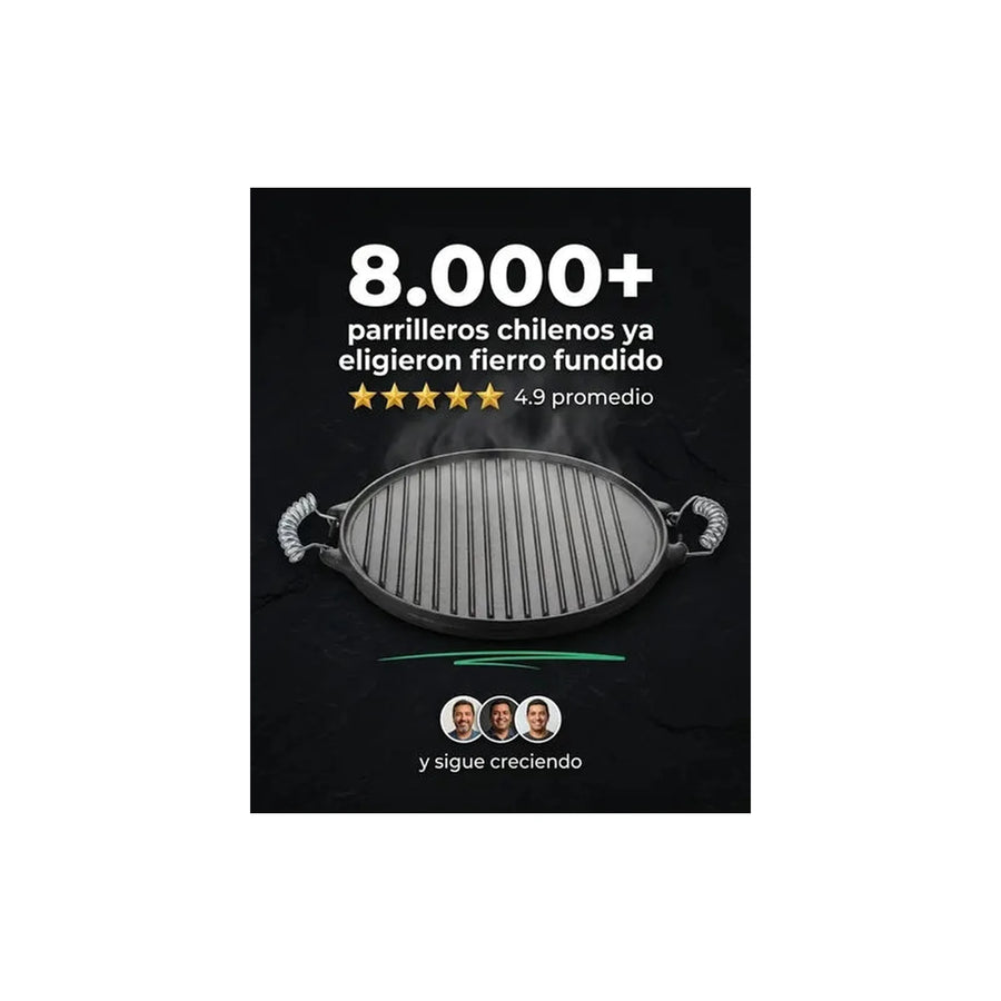 Plancha Churrasquera Reversible Fierro Fundido 25cm Cocina