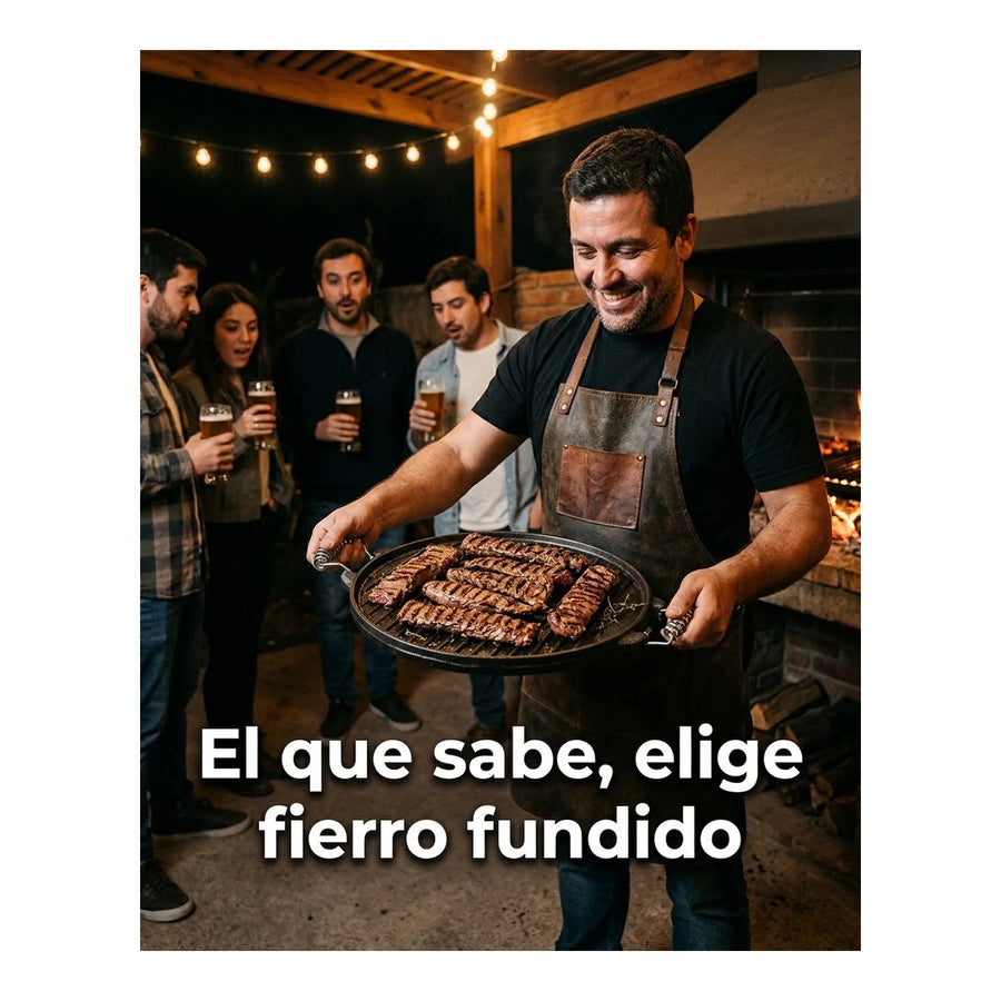 Plancha Churrasquera Reversible Fierro Fundido 25cm Cocina