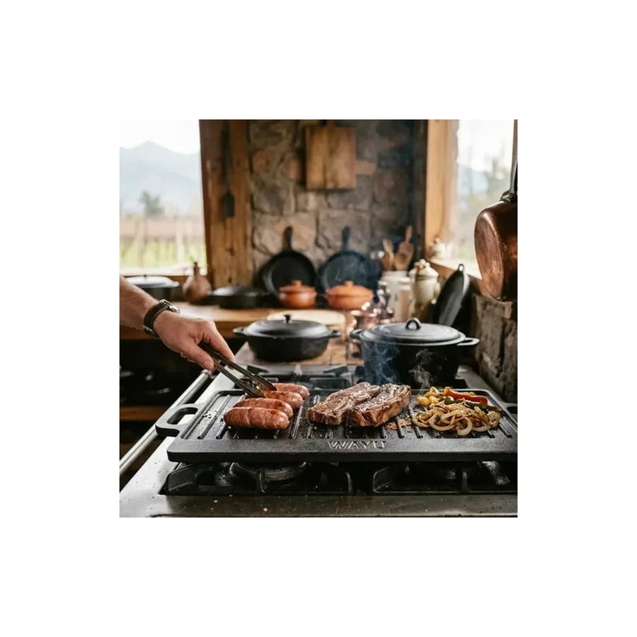 Plancha Reversible Fierro Fundido Wayu 51x23 Hierro Fundido