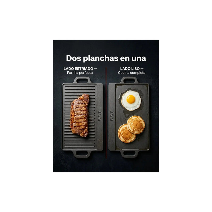 Plancha Reversible Fierro Fundido Wayu 51x23 Hierro Fundido