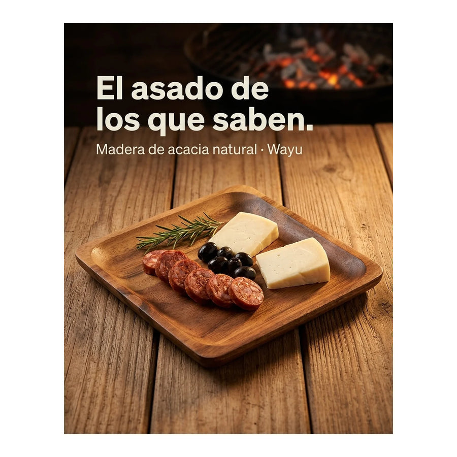 Plato Aperitivo Wayu Talla L 20x20x2,7cm Asado Parrilla Bbq
