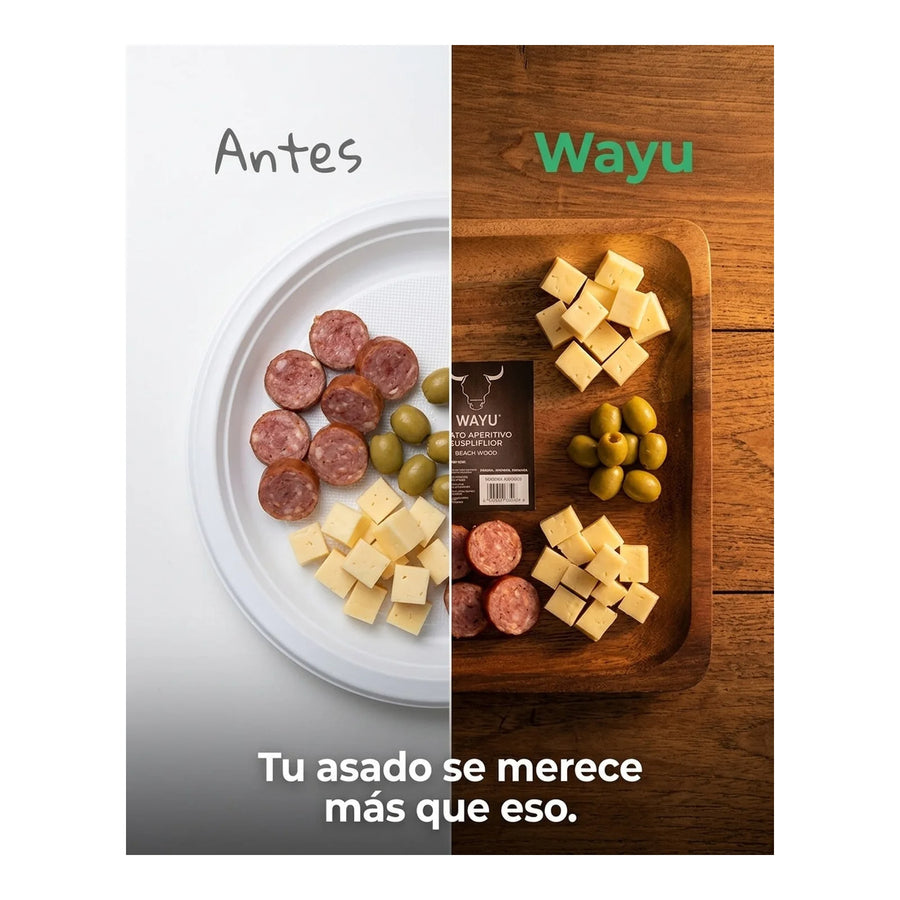 Plato Aperitivo Wayu Talla L 20x20x2,7cm Asado Parrilla Bbq
