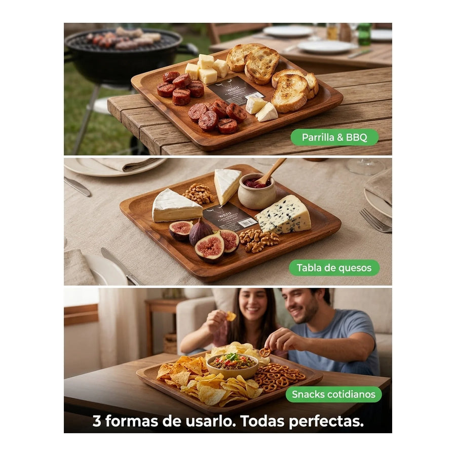 Plato Aperitivo Wayu Talla L 20x20x2,7cm Asado Parrilla Bbq