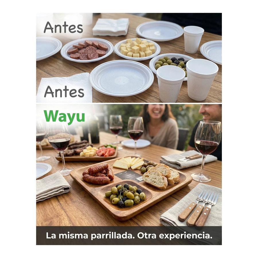 Plato Aperitivo Wayu Talla L 20x20x2,7cm Asado Parrilla Bbq