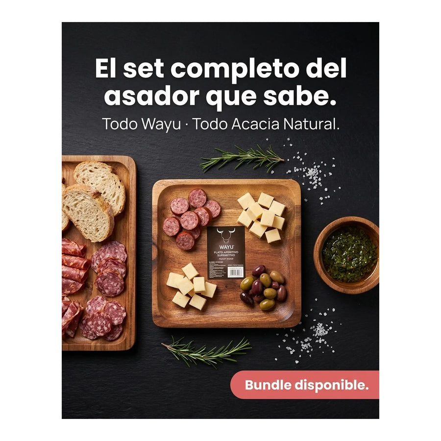 Plato Aperitivo Wayu Talla L 20x20x2,7cm Asado Parrilla Bbq