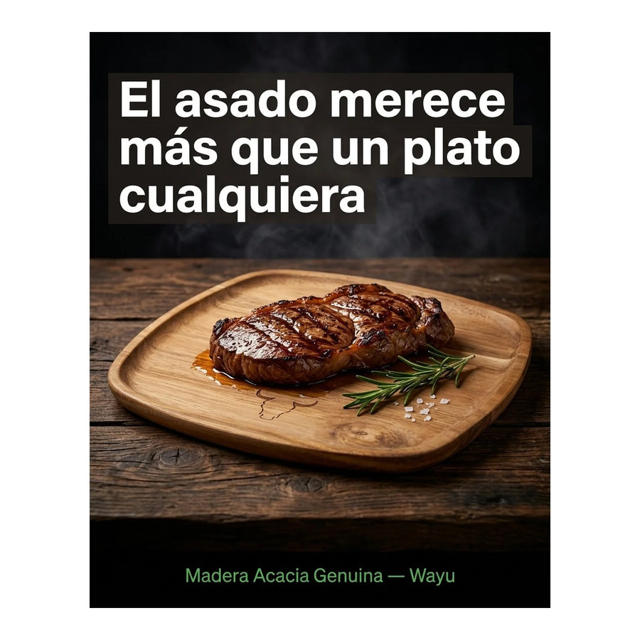 Plato Madera Wayu Asado Parrilla Bbq Barbacoa Cocina Quincho