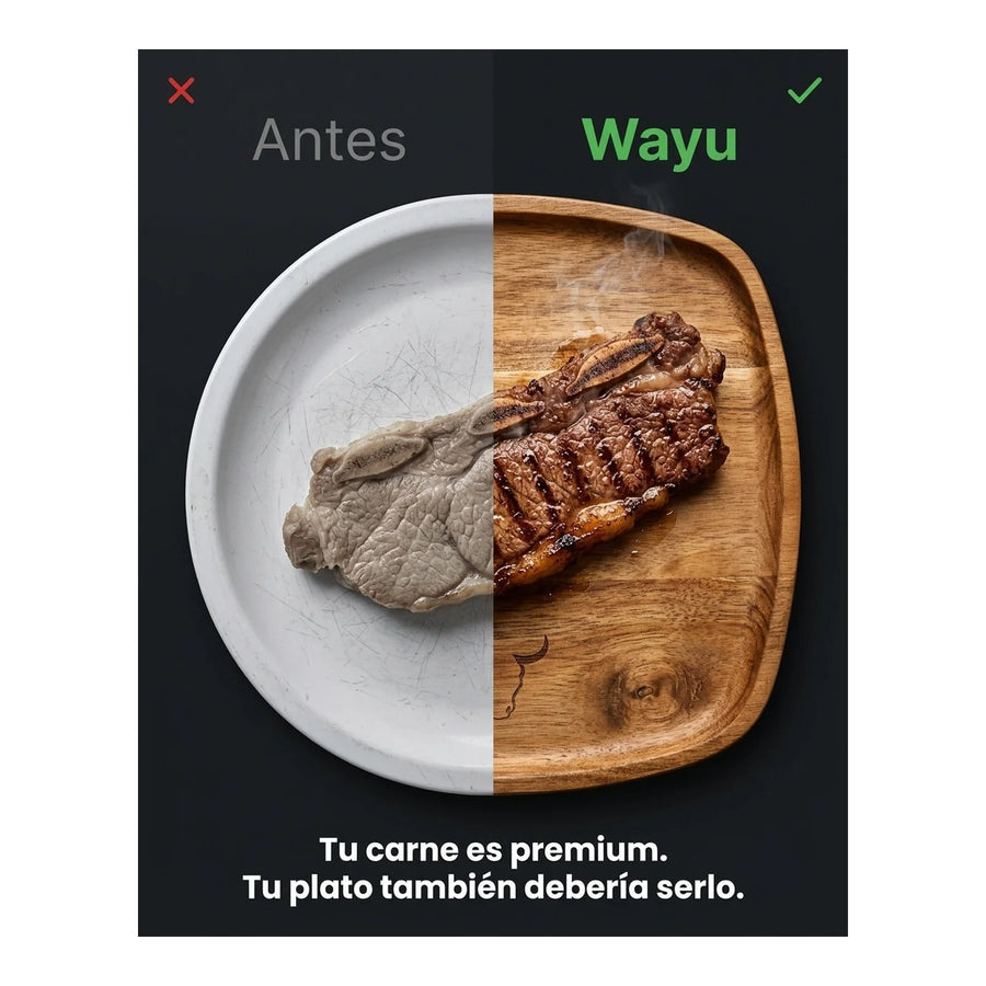 Plato Madera Wayu Asado Parrilla Bbq Barbacoa Cocina Quincho
