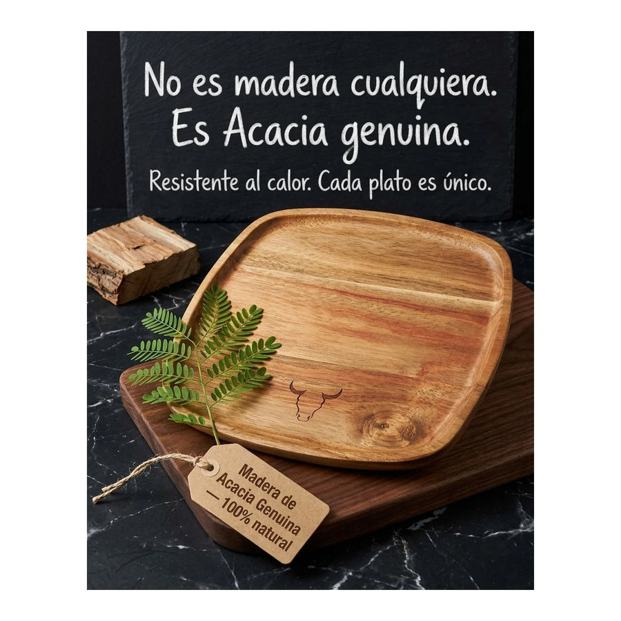 Plato Madera Wayu Asado Parrilla Bbq Barbacoa Cocina Quincho