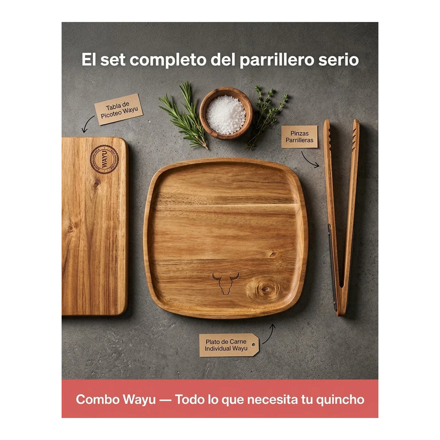 Plato Madera Wayu Asado Parrilla Bbq Barbacoa Cocina Quincho