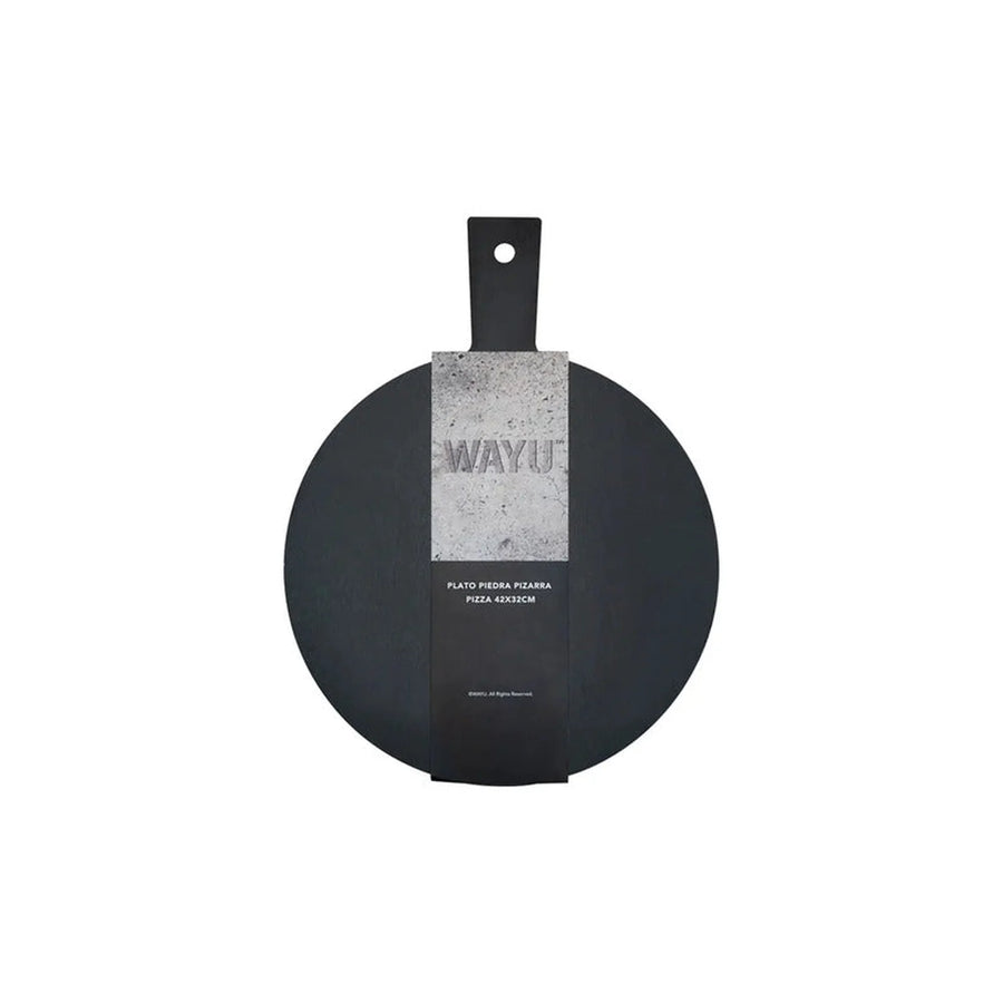 Plato Piedra Pizarra Pizza Wayu 42x32cm Negro