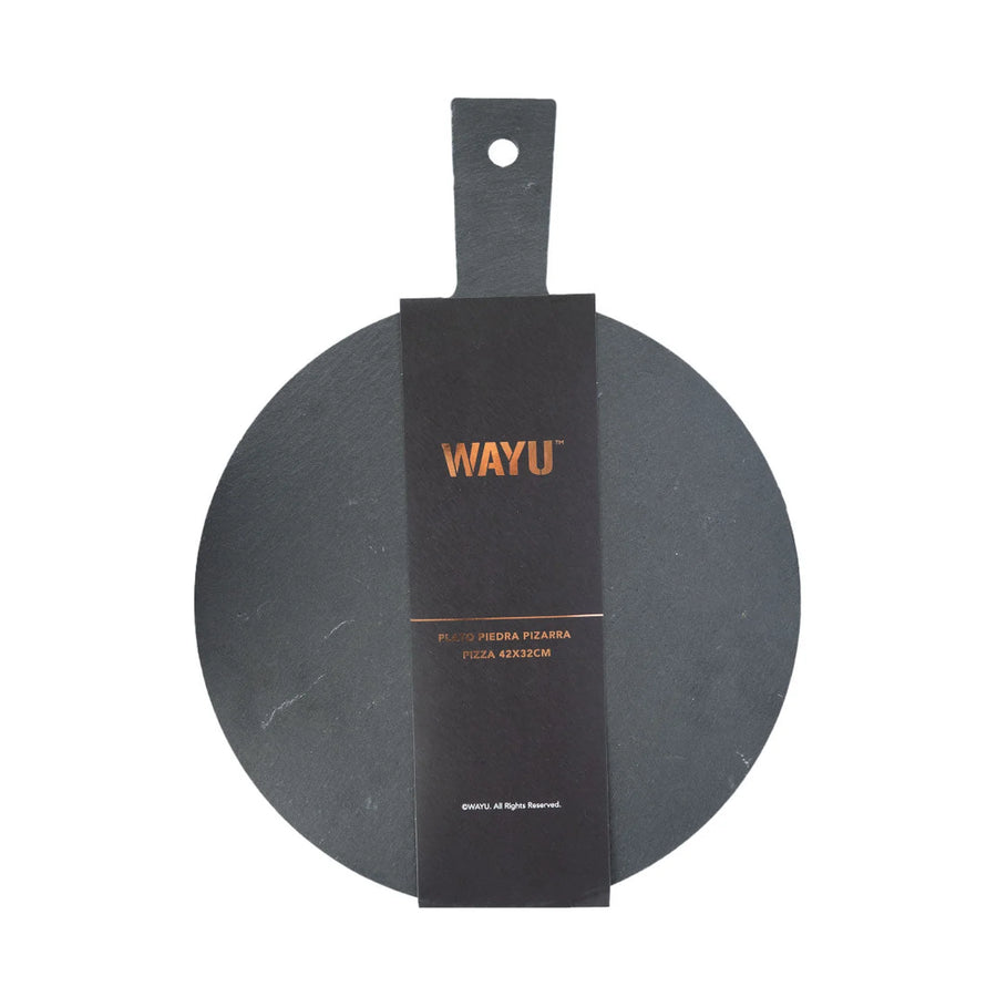 Plato Piedra Pizarra Pizza Wayu 42x32cm Negro