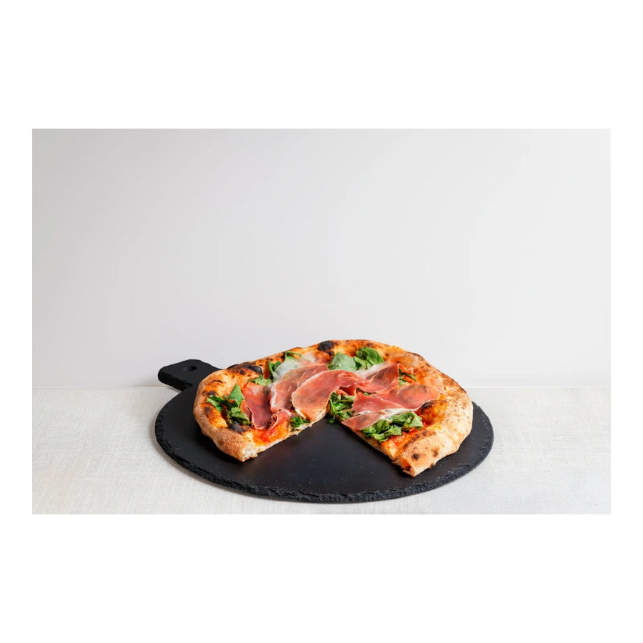 Plato Piedra Pizarra Pizza Wayu 42x32cm Negro